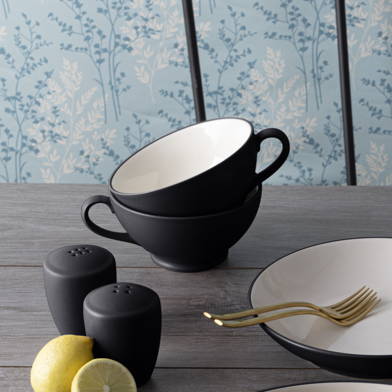 Noritake Colorwave Handled Bowls, 5-1/2", 18 Oz., Graphite