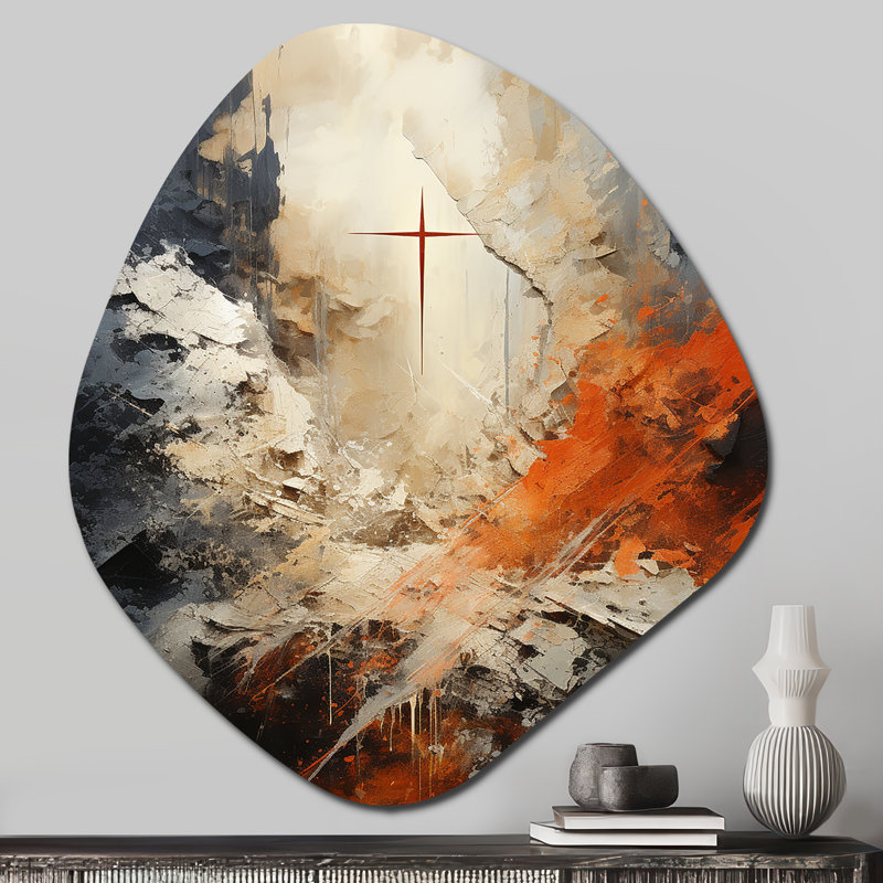 Clemansa - Décoration murale irrégulière en métal forme de nébuleuse du Christianisme, H 28 po x l 25 po