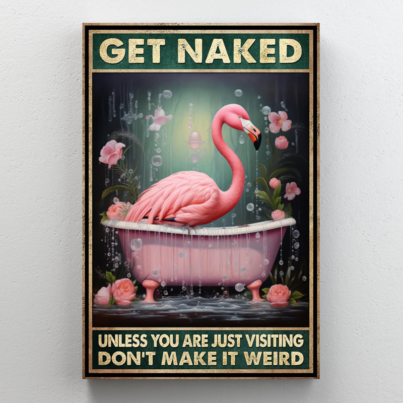 Flamant rose dans une baignoire, impression sur toile, H 36 po x l 24 po x P 1,25 po