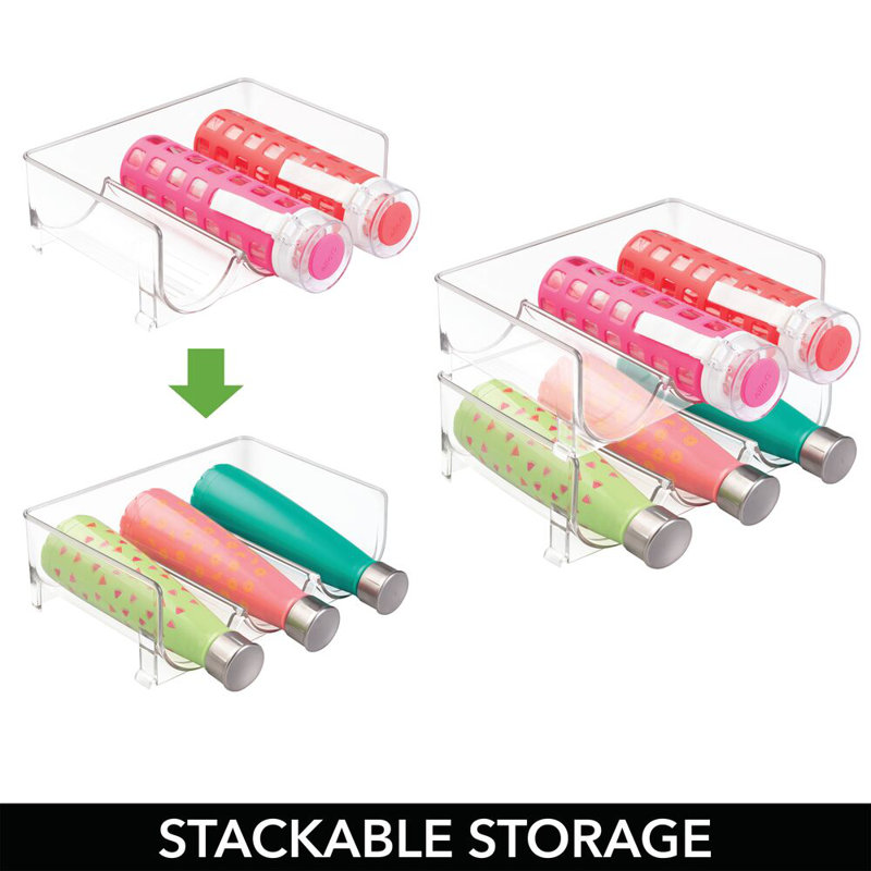 mDesign Plastic Free-Standing Stackable Water Bottle Storage Rack