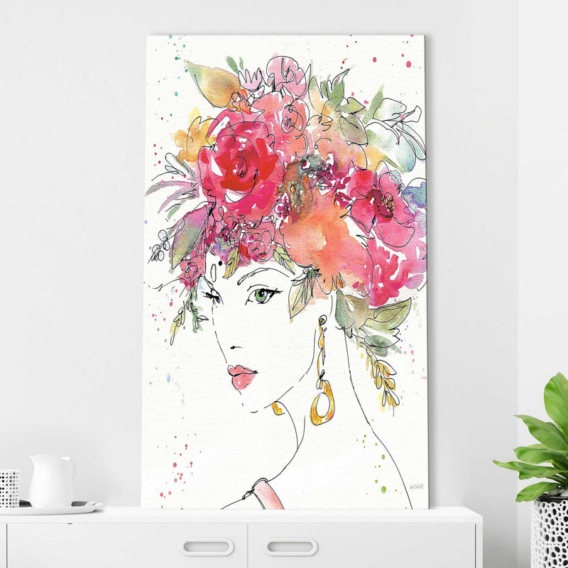 Floral Chiffres II par - Reproduction d'art, Toile tendue, H 30 po x l 18 po x P 1 po