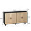 Buffet 62,2 po à quatre portes avec portes en rotin et supports de rangement réglables-776231018