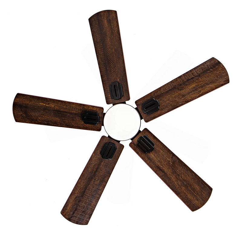 Smart 42" Indoor/Outdoor Ceiling Fan With Light, Dual Finish /Walnut 6-Blade, Remote  Control, Dimmable LED, 6-Speed Quiet DC Motor, Reversible