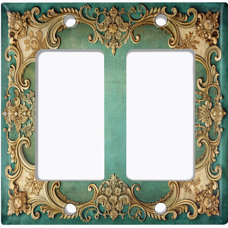 Couvercle de plaque d'interrupteur en métal; Fauteuil à bascule GFI de taille 2 US - image imprimée d'un élégant cadre baroque