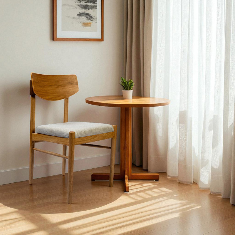 Chaise d'appoint à dossier ouvert en tissu blanc cassé et naturel