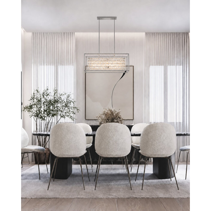 12-Light Chrome Metal Chandelier With Clear Crystals