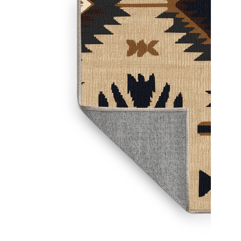 Washable Coyote Tracks Southwestern Area Rug, Rectangle 3' x 5'
