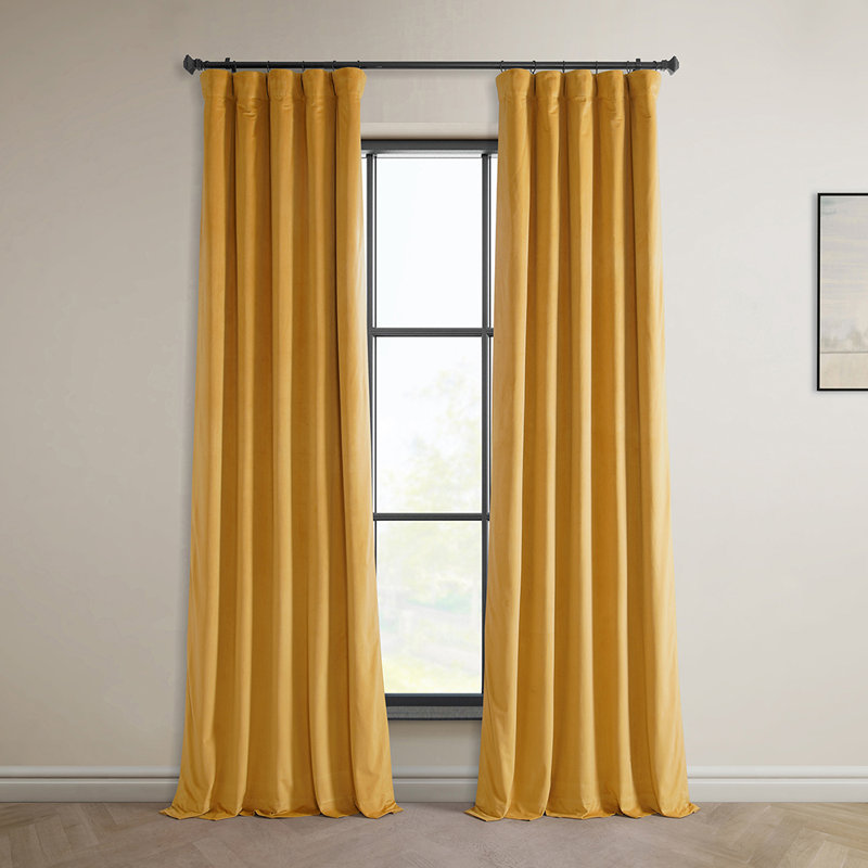 Matra Room Darkening Rod Pocket Single Curtain Panel, 50" W x 108" L, Aztec Gold