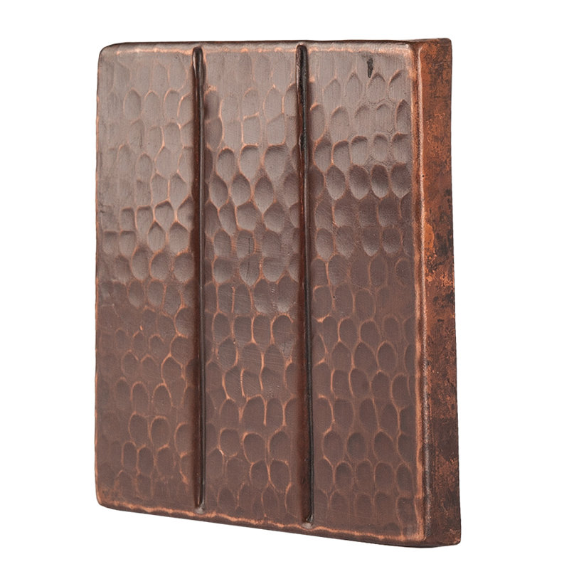 Carreau de cuivre martelé 4 po x 4 po à motif linéaire