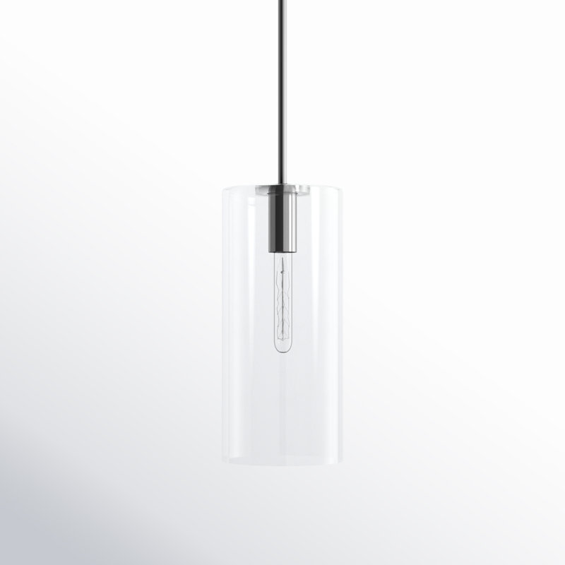 Luminaire suspendu cylindrique à 1 lumière Keaz, Nickel poli