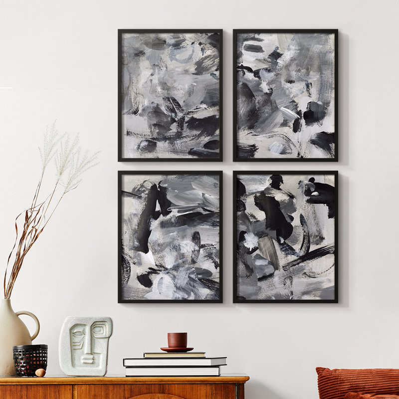 «Mix I», ensemble de 4 reproductions encadrées, Noir, H 20 po x l 16 po