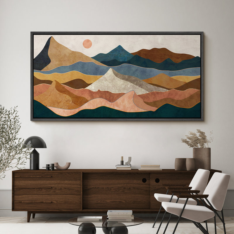 Très grande œuvre d'art murale encadrée, H 30 po x l 60 po, Noir, noir, noir, noir