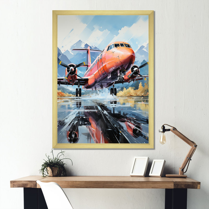 Engines Roaring Flight Takeoff sur impression sur toile, H 40 po x l 30 po x P 1,5 po, Encadrement doré
