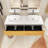 63 In. W X 21.7 In. D X 15.7 In. H Double Sinks Wall Mounted Bath Vanity In F.Oak With White Solid Surface Top