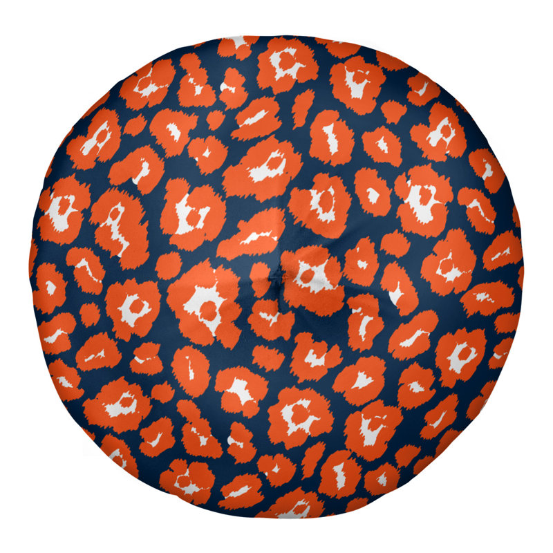 Housse et insert de coussin touffeté rond, H 30 po x l 30 po x P 4 po, Bleu / Orange / Blanc