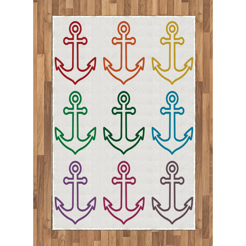 Anchor High Density Long Fiber Poly Threads Decorative Area Rug Carpet, Rectangle 4' x 5'8"