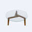 Table basse avec plateau en verre et structure en bois massif