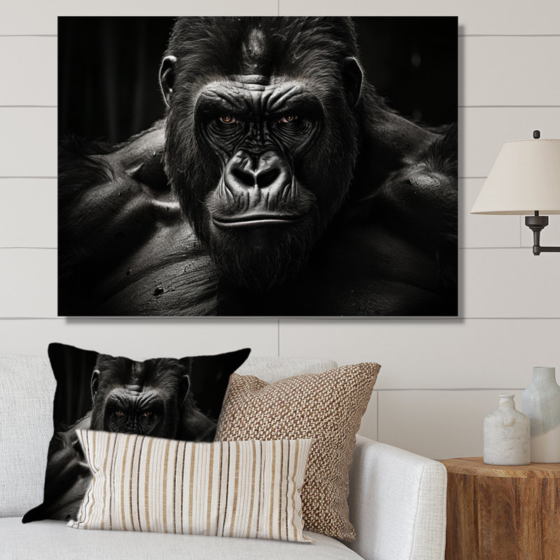 Art mural noir et blanc Gorilla Majestic II - Gorilla, Toile tendue, H 30 po x l 40 po x P 1,5 po