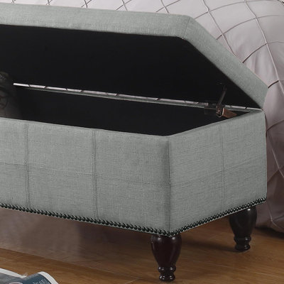 Modern Luxury Button-Tufted Ottoman Bench Footrest Upholstered Linen Fabric Decor for Living Room, Entryway or Bedroom with Storage Ottoman