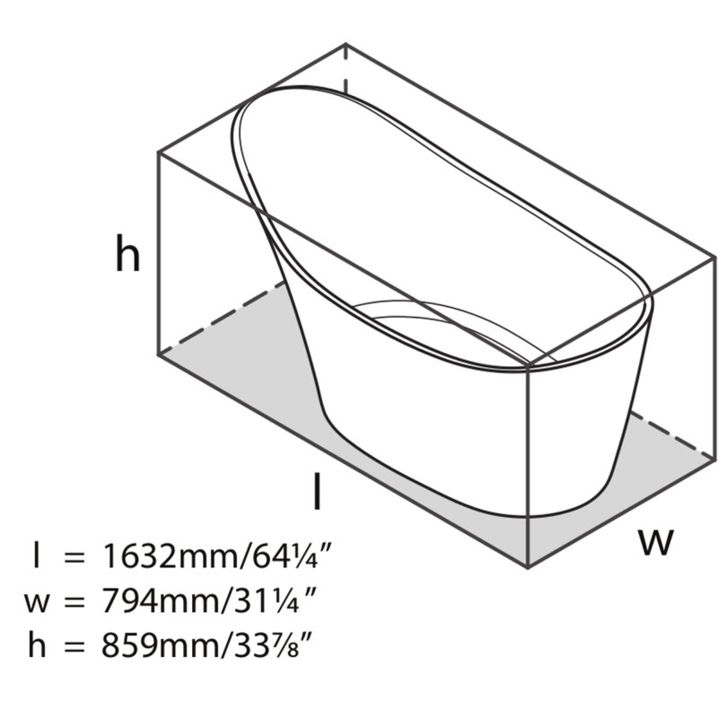 Amiata 64.75" x 31.5" Freestanding Soaking Volcanic Limestone™ Bathtub, Matte White, Oyster White - Matte