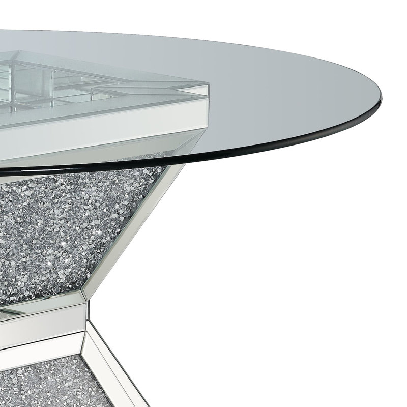 Round Glass Top Metal Base Dining Table