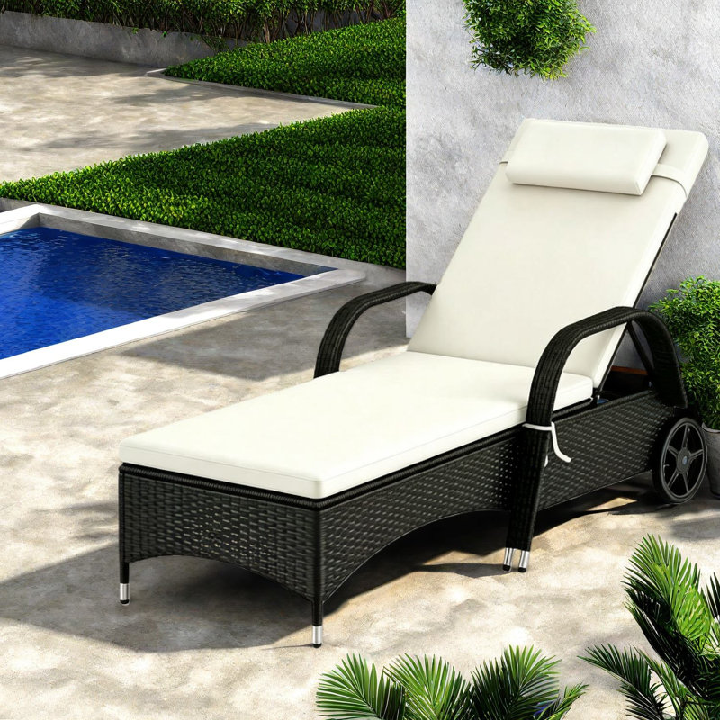Méridiennes de patio réglables, chaise de piscine moderne en rotin d'acier