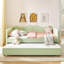 Lit de jour double, lit de jour rembourré en vichy équipé d'un cadre gigogne escamotable et d'une poche de rangement latérale, canapé-lit multifonctionnel en bois massif pour chambre d'enfant et chambre d'amis-958171184-958171185