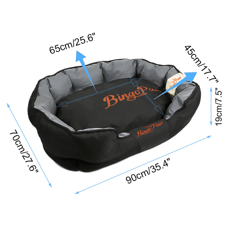 Lit pour chien avec traversin orthopédique imperméable, Grand (l 35,4 po x P 27,5 po x H 7,4 po)