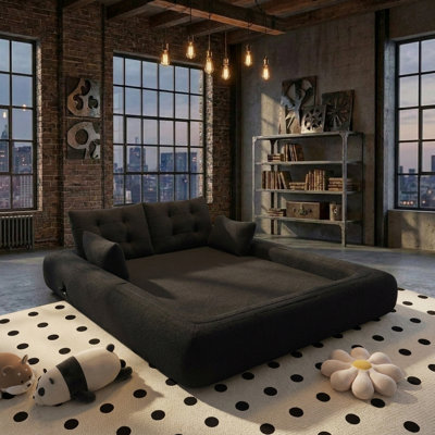Canapé-lit de 78,7 po, canapé-lit pliant 3 en 1, canapé futon en peluche, fauteuil à billes à siège profond rembourré, lit pour chien, salon, salle de jeux, chambre à coucher