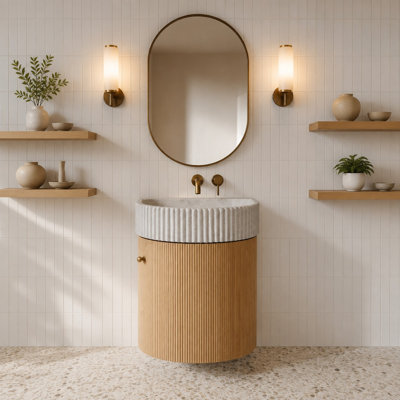 Malibu 18" Floating Bathroom Vanity Washed Oak