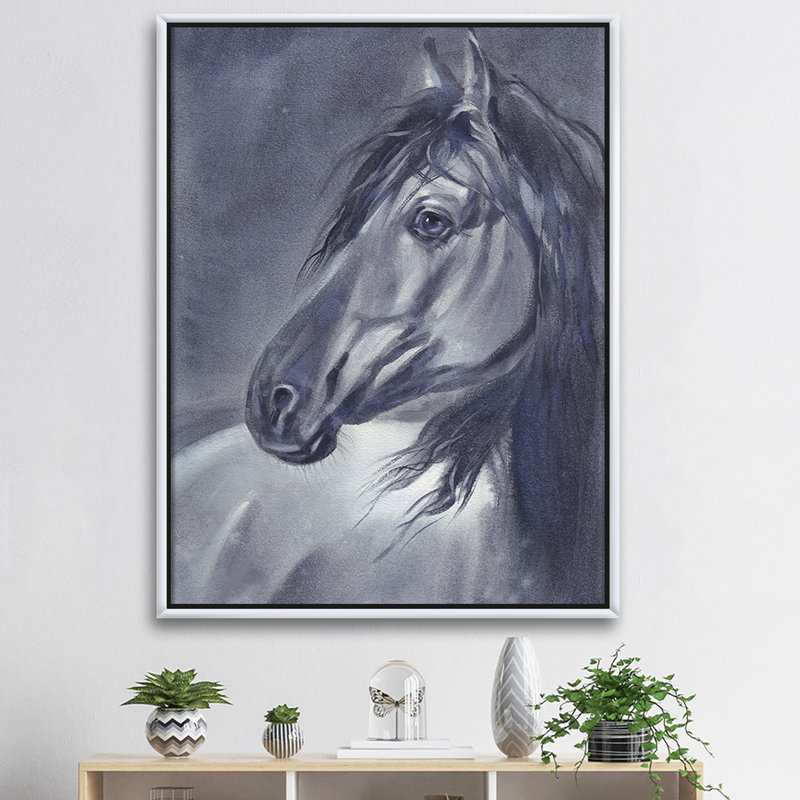 Cheval pendant la nuit - reproduction d'art sur toile, H 32 po x l 24 po x P 1 po, Toile blanche encadrée