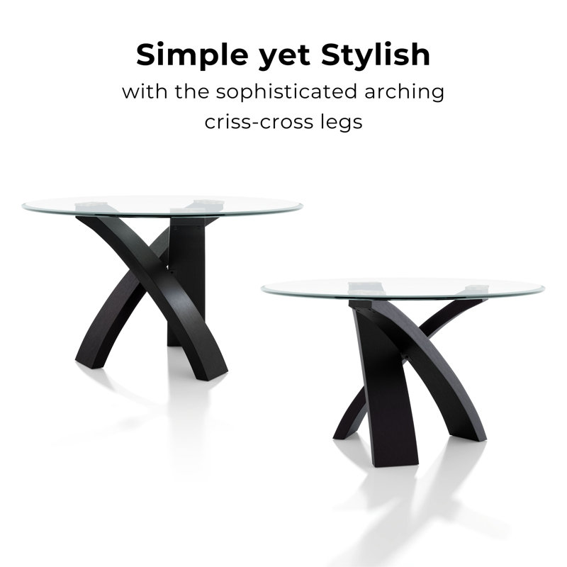 Airion 52"W Round Tempered Glass Dining Table