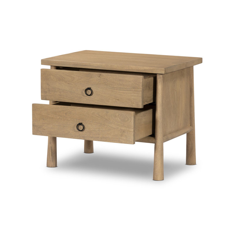 Freddie 2 - Drawer Solid Wood Nightstand, Caramel Mango