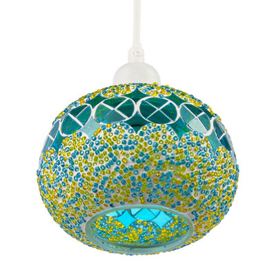 Glass Globe Mosaic Ceiling Pendant Lighting Shade With Rounded Shape By 