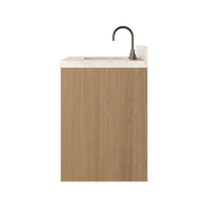 Anthem Single Vanity, Satin Light Wash Oak, Sand Marble