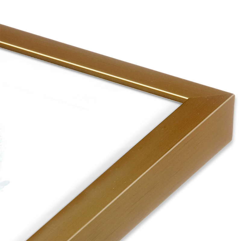 Imprimé chalet des Fêtes dans la neige, H 21,75 po x l 21,75 po, Cadre simple en or poli, bois massif