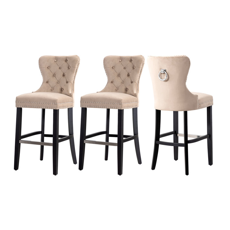 Tabouret de bar et de comptoir Kirsten, Taupe, Tabouret de bar (siège d'une hauteur de 29 po), Noir