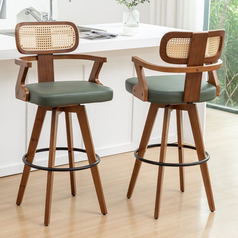 Tabourets de bar pivotants rembourrés, Vert, Tabouret de bar (siège d'une hauteur de 30,31 po)