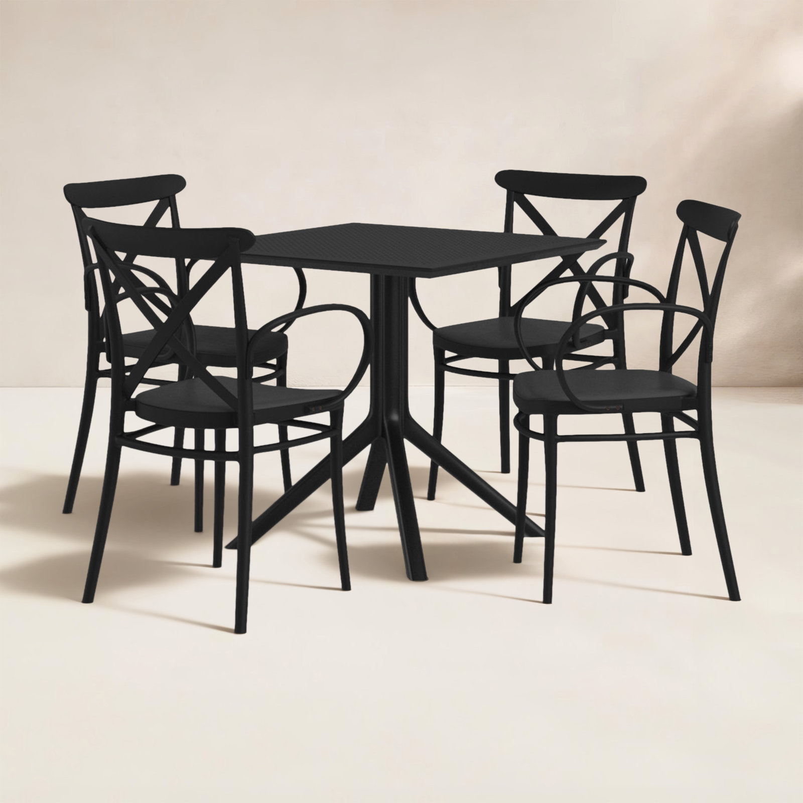 Cordelia 32" Patio Dining Set, Black