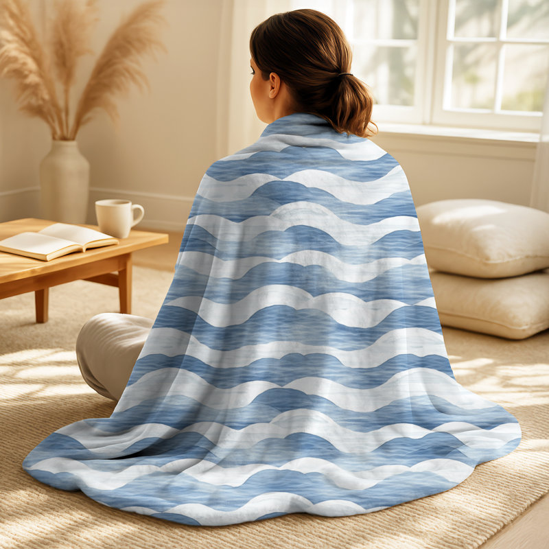 Coussin bleu tatami doux d'inspiration orientale, jeté doux moderne