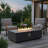 48-Inch Rectangular Concrete Propane/Natural Gas Fire Pit Table With 50000 Output, Push-Button Ignition, Adjustable Flame, Lava Rocks, And Cover Fiber Table, , Push - Button Weather
