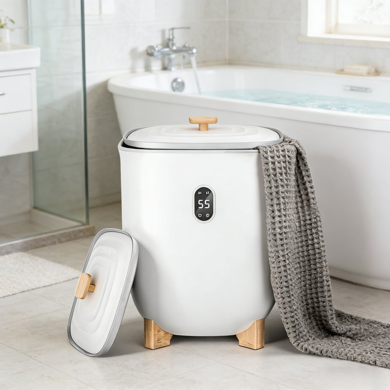 Chauffe-serviettes 25L blanc: 2 modes, arrêt automatique, écran plat, convient aux couvertures et aux robes, idéal pour les cadeaux