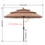 Parasol de marché à 3 niveaux en oléfine de 2,74 m (9 pi), avec inclinaison et levage à manivelle.-1392336119