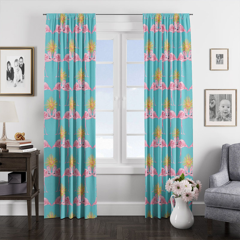 Paire de rideaux semi-transparents Blue Flamingo, L 40 po x L 61 po