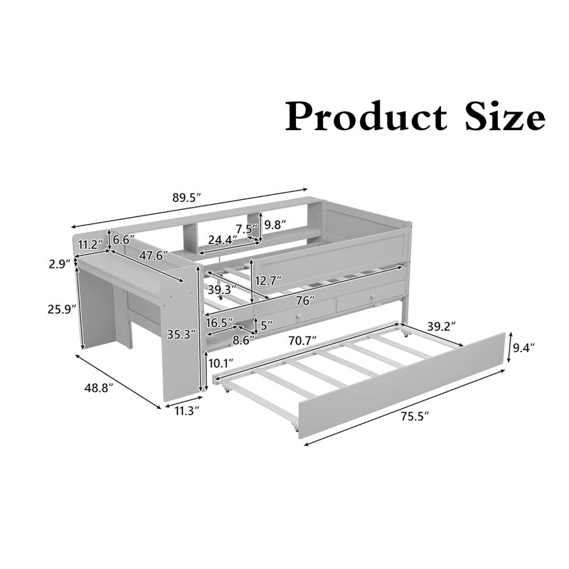 Multi-functional Twin Daybed, White