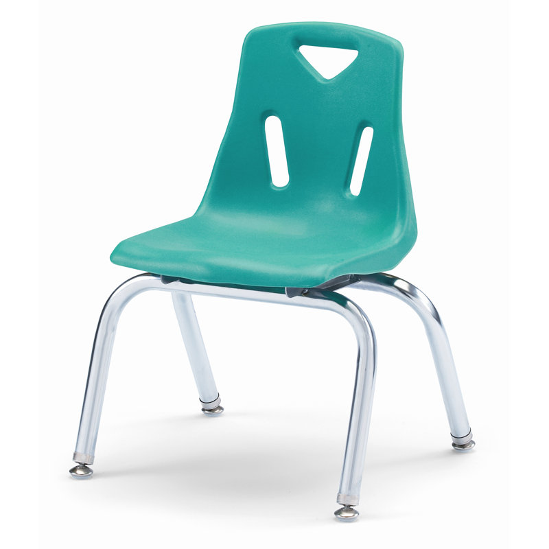 Classic Navy Metal Stacking Chair with Chrome-Plated Legs