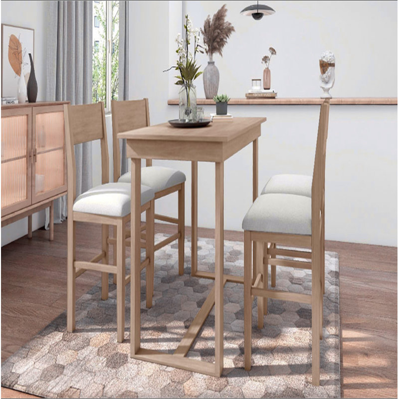 Ensemble de table de salle à manger à hauteur de comptoir 5 pièces Farmhouse avec 1 table rectangulaire et 4 chaises pour petits espaces