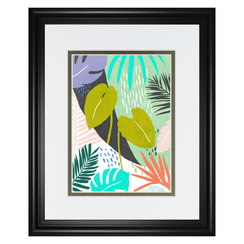 Art mural Jazzy Jungle I - 34 po x 40 po - cadre noir