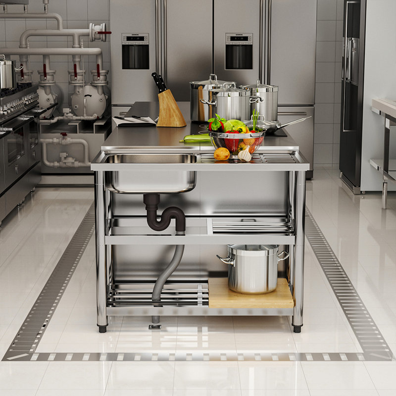 Belfry Kitchen Larnakas 450mm W Single Bowl Stainless Steel Kitchen Sink with 2 Faucet Holes