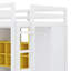 Structure de lit mezzanine moderne en bois massif avec échelle, tablettes et garde-robe-102058041